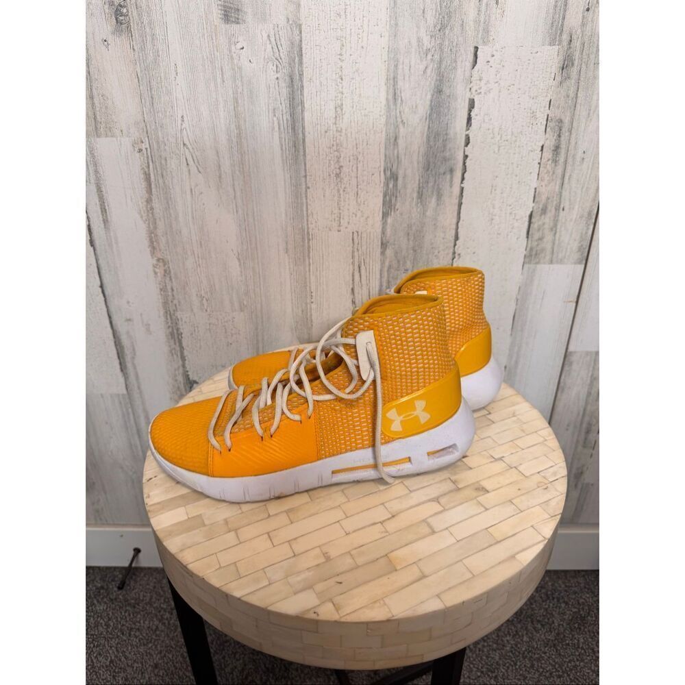 Under Armour HOVR Havoc Mid Basketball Shoes Yellow White Mens Size 12 Athletic